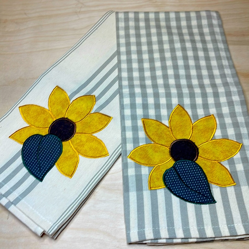 Embroidered Sunflower Kitchen Towels Home - Made in Egypt